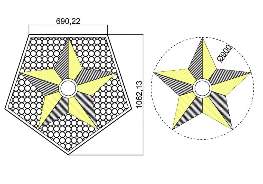 Вечный огонь - схема звезды вечного огня на декоративной решетке в Брянске 